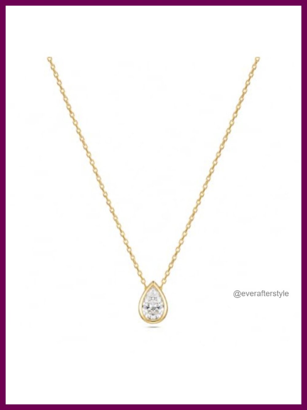 925 Sterling Silver CZ Teardrop Pendant Necklace Women Adjustable